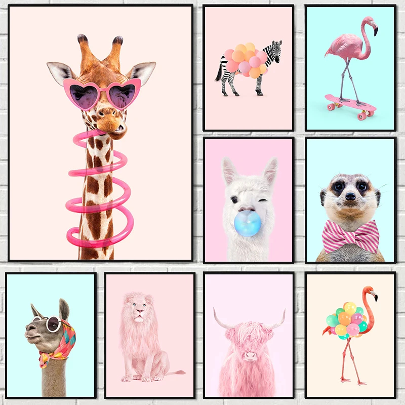 Photography Trend - Poster Pesta Flamingo Zebra Jerapah Mode